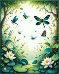 Enchanted Garden Butterflies Water Lilies Rug