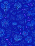 Deep Blue Floral Outline Abstract Pattern Rug