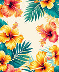 Tropical Hibiscus Floral Tropical Pattern Rug