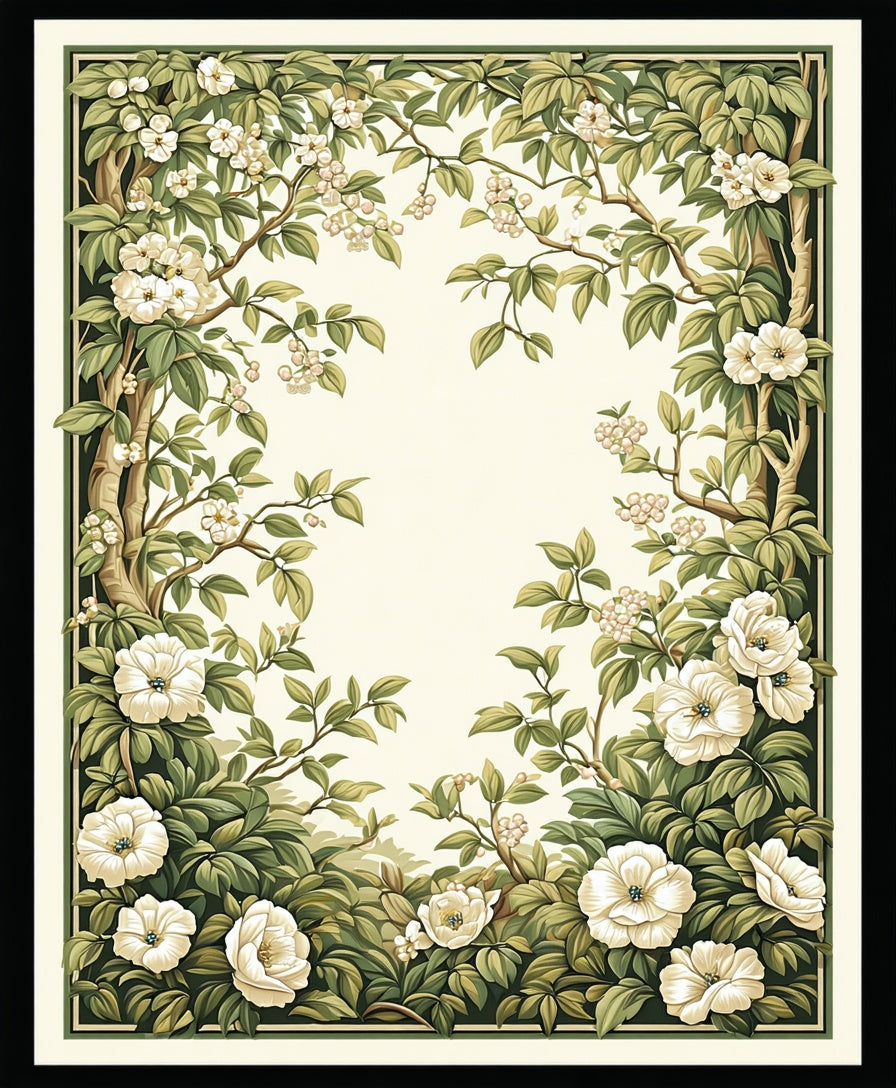 Enchanting White Floral Lush Garden Rug