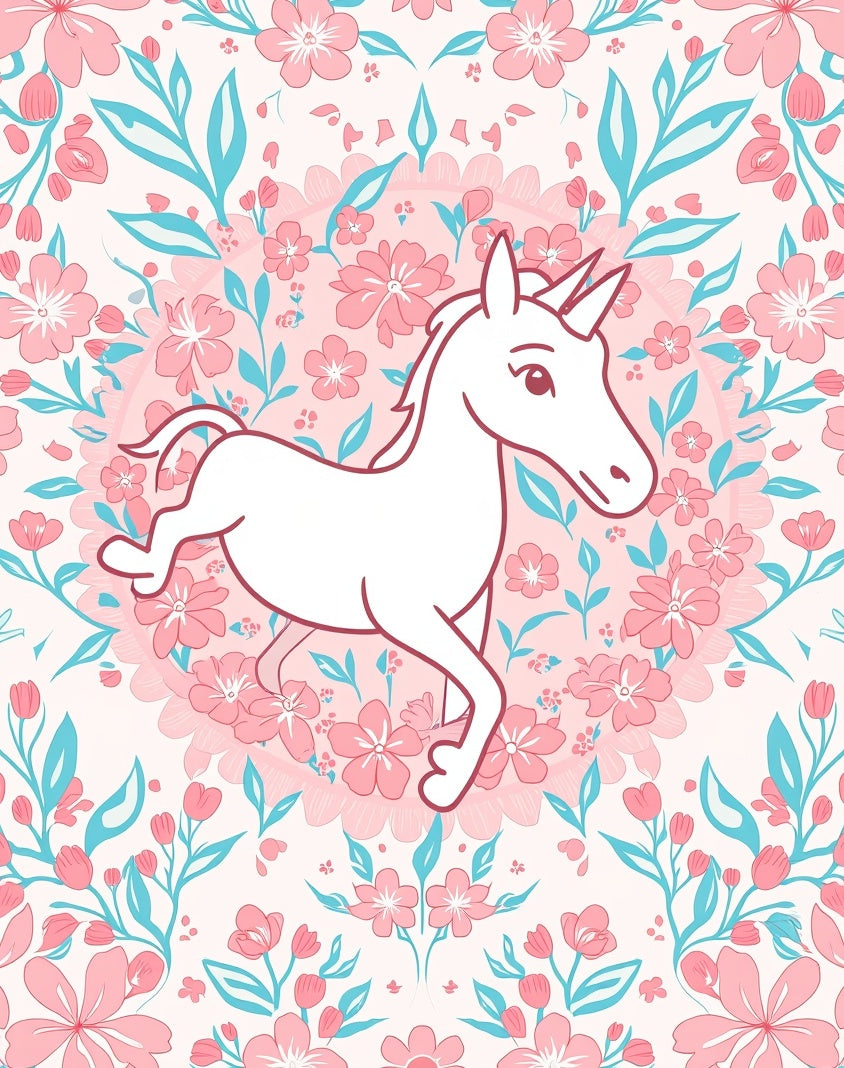 Whimsical Unicorn Floral Patterns Rug