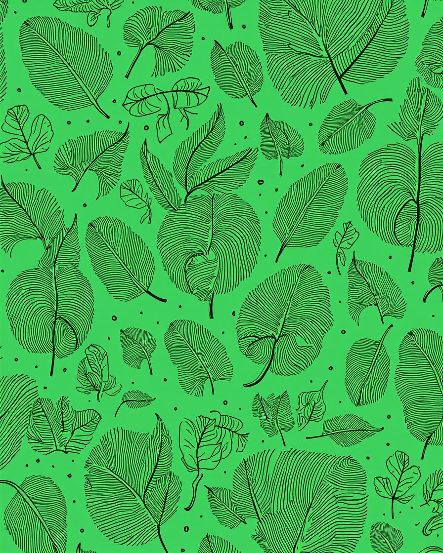 Tropical Leaf Line Art Design Rug
