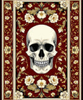 Gothic Skull Floral Botanical Design Rug