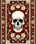 Gothic Skull Floral Botanical Design Rug