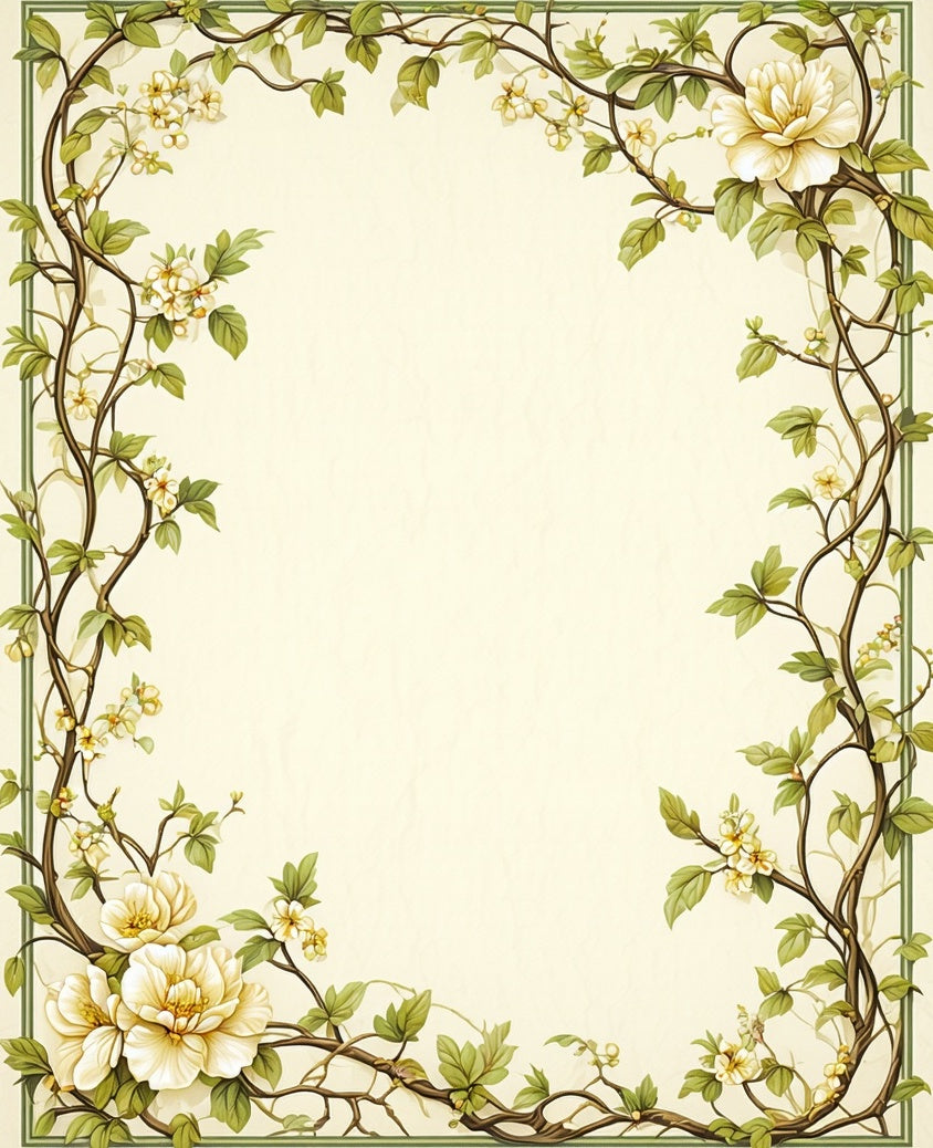Elegant Floral Vine Cream Rug