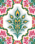 Peacock Feather Floral Art Nouveau Rug