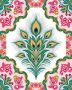 Peacock Feather Floral Art Nouveau Rug