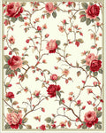 Vintage Floral Vines Rose Pattern Rug