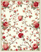 Vintage Floral Vines Rose Pattern Rug