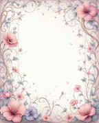 Pastel Floral Swirls and Vines Rug