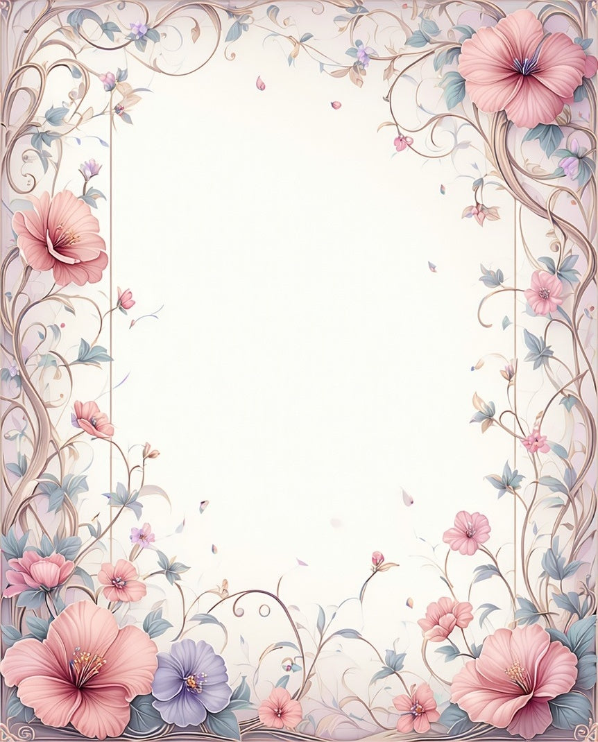 Pastel Floral Swirls and Vines Rug