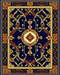 Intricate Red Gold Floral Medallion Rug