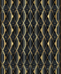 Gold Black Art Deco Diamond Pattern Rug