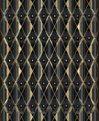 Gold Black Art Deco Diamond Pattern Rug