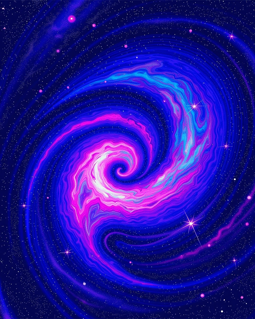 Vibrant Pink Blue Galaxy Swirl Rug