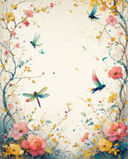 Whimsical Dragonfly Floral Garden Design Rug