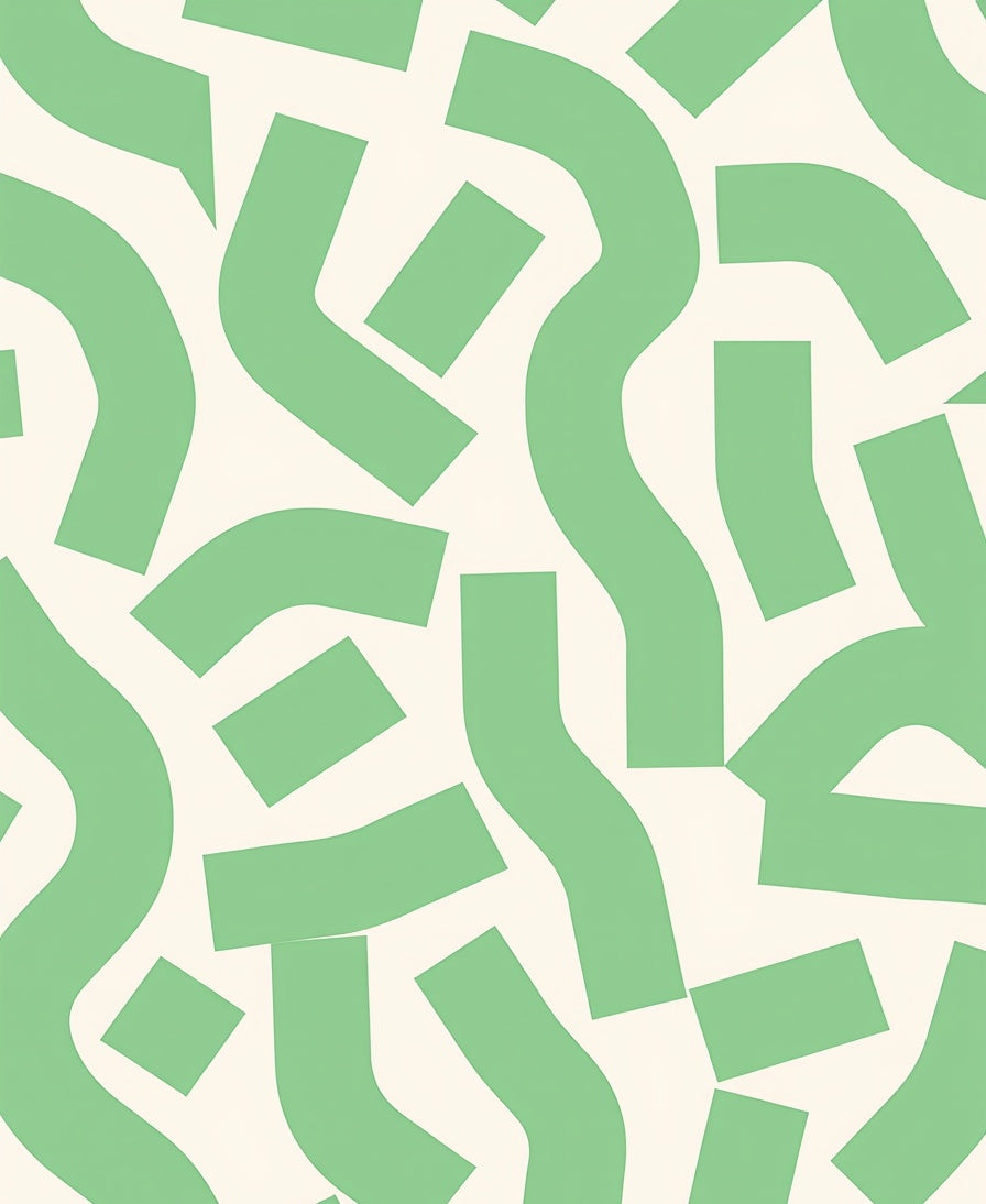Abstract Green Swirls Lines Rug