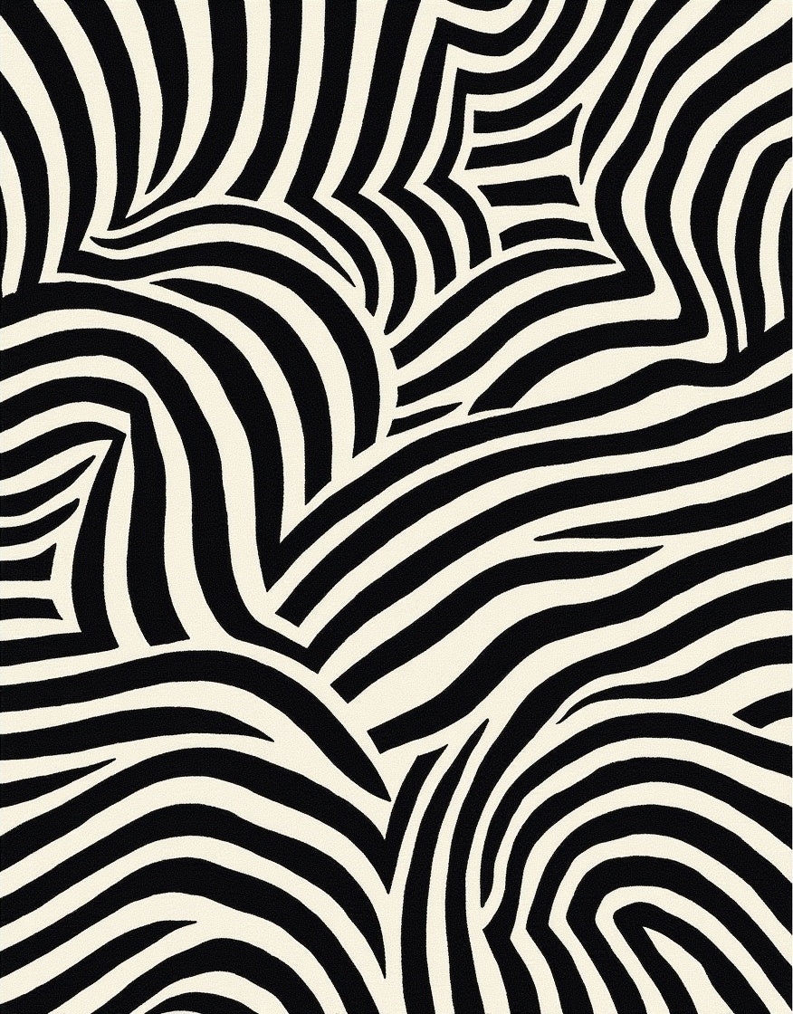 Abstract Black White Zebra Stripe Rug