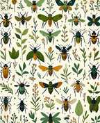 Whimsical Insects Botanical Garden Pattern Rug