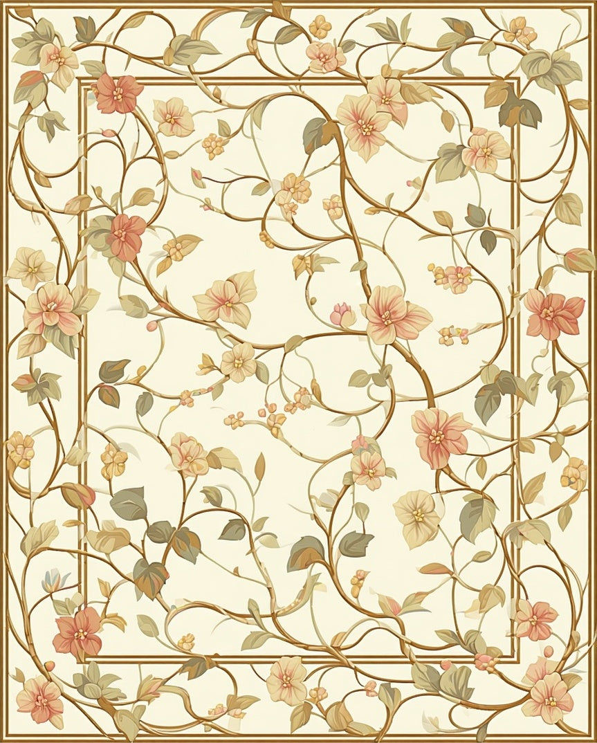 Elegant Vine Floral Pattern Rug