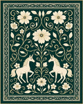 Enchanted Unicorn Floral Border Design Rug