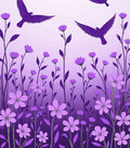 Purple Floral Bird Silhouette Rug