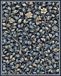 Ornate Golden Vine Leaf Pattern Rug