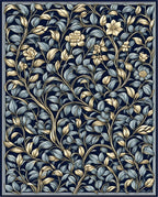 Ornate Golden Vine Leaf Pattern Rug