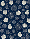 Navy Shells Botanical Pattern Rug