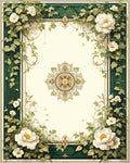 Ornate Floral Vine Cream Green Rug