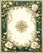 Ornate Floral Vine Cream Green Rug
