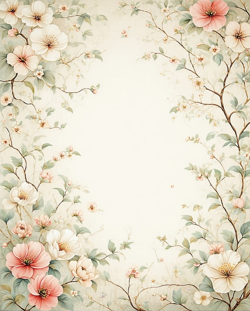 Soft Floral Branches And Bloom Rug