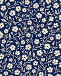 Navy Blue Floral Vine Pattern Rug