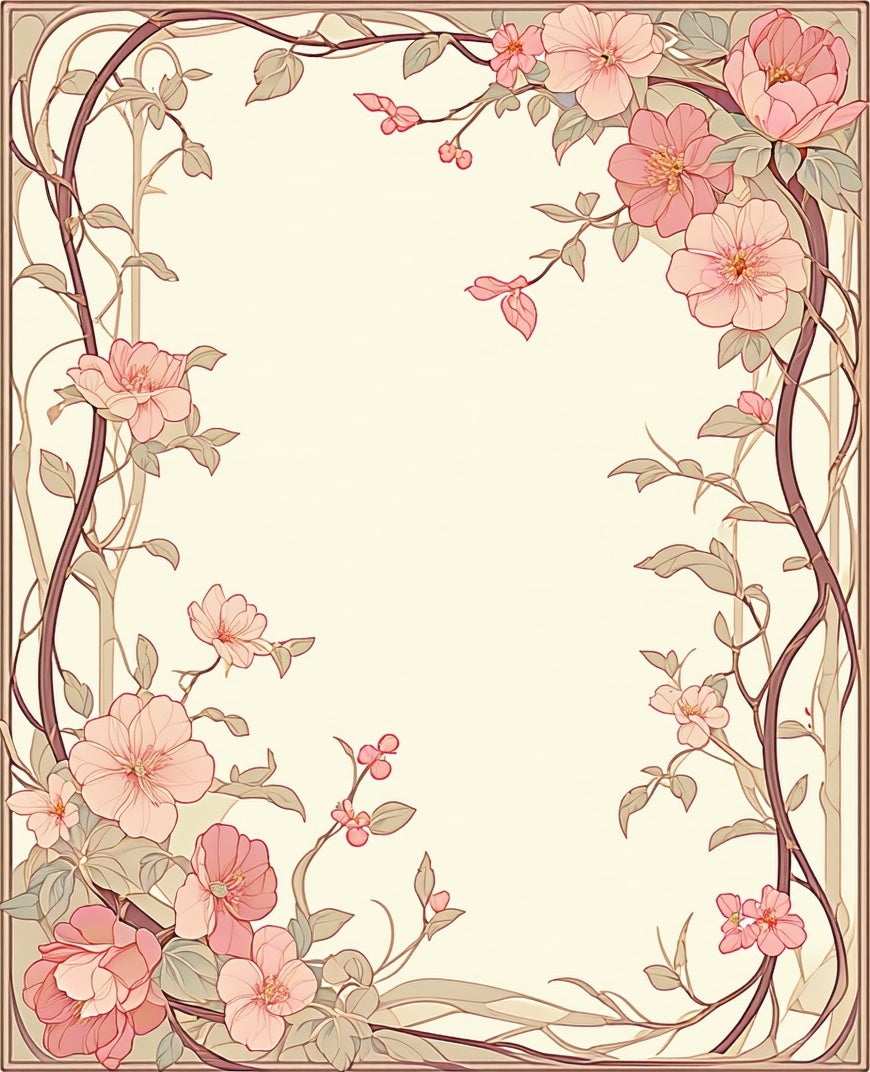 Art Nouveau Floral Vine Patterned Rug