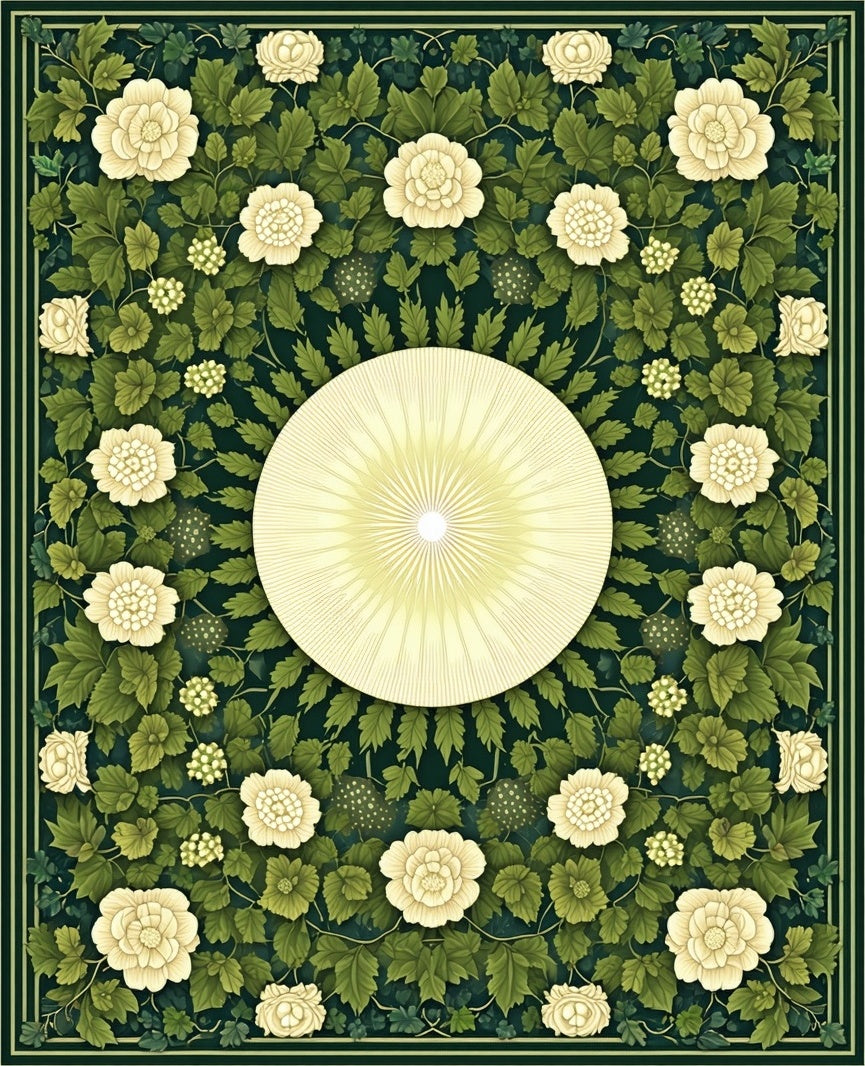 Cream Floral Garden Vines Rug