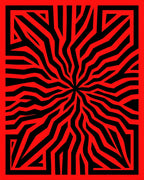 Vibrant Red Geometric Patterned Rug