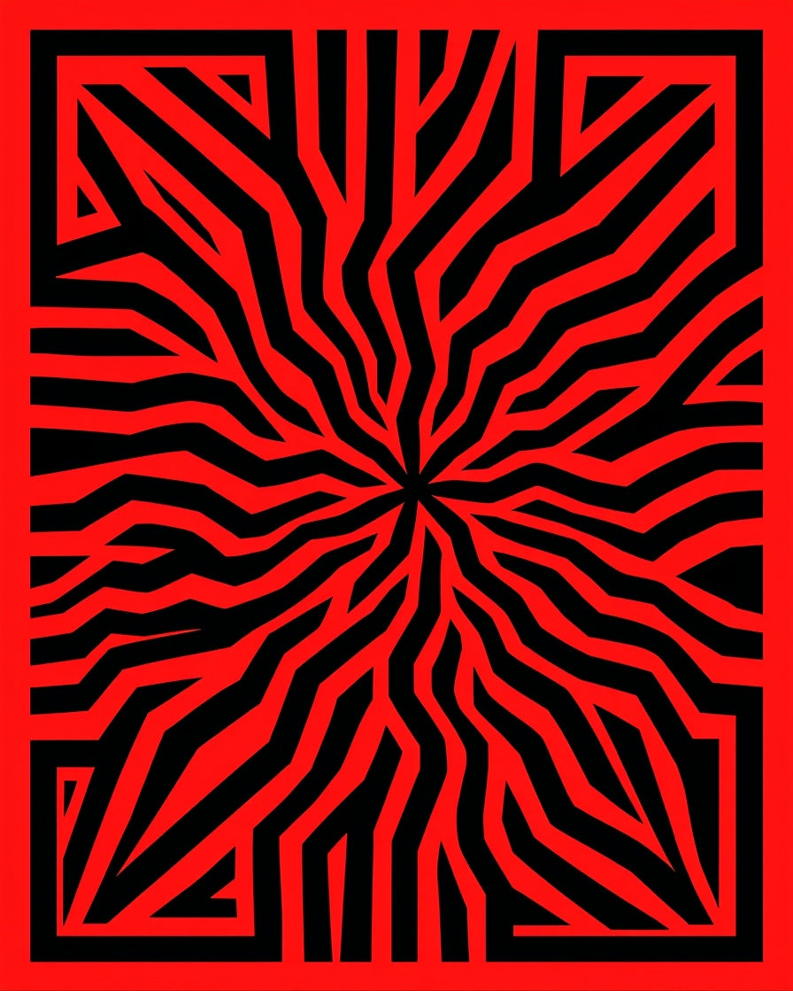 Vibrant Red Geometric Patterned Rug
