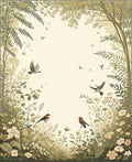 Enchanted Meadow Bird Floral Scene Rug