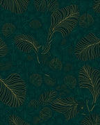 Earthy Green Leaf Line Art Rug