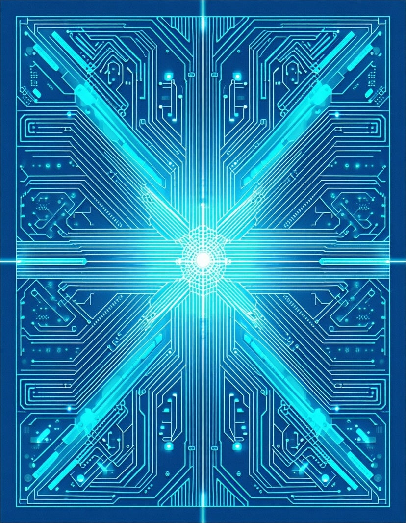 Abstract Circuit Board Style Rug
