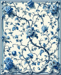 Chinoiserie Blue Floral Vine Pattern Rug