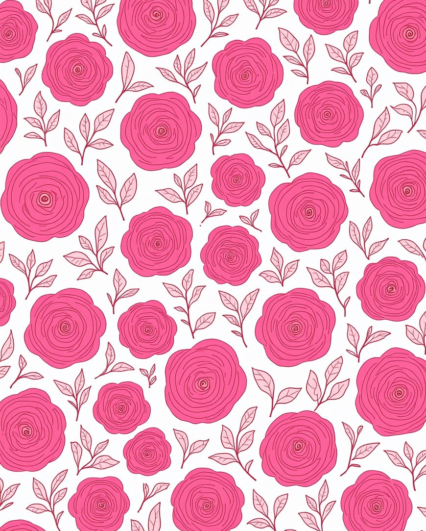 Bold Pink Rose Floral Pattern Rug