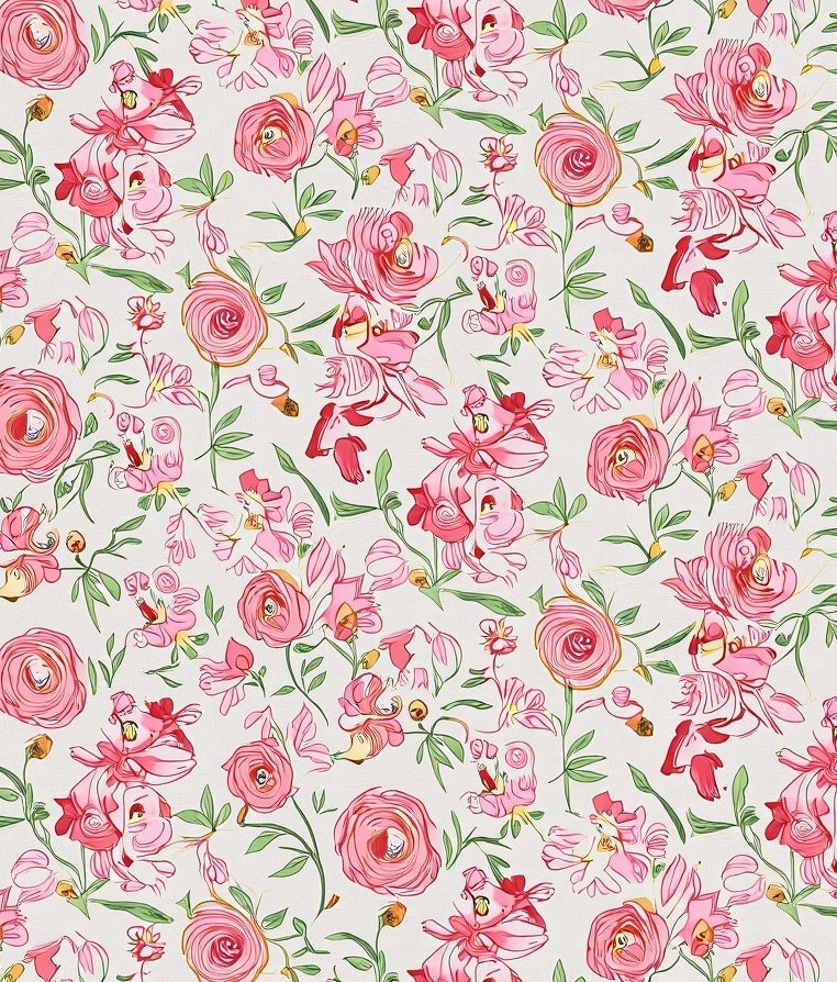 Pink Floral Arrangement Abstract Design Rug