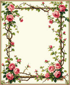 Classic Rose Vine Floral Pattern Rug