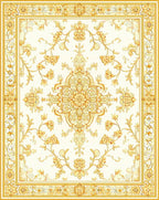 Traditional Gold Floral Medallion Rug