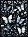 Elegant Blue Butterfly Floral Pattern Rug