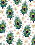 Whimsical Peacock Feather Floral Pattern Rug