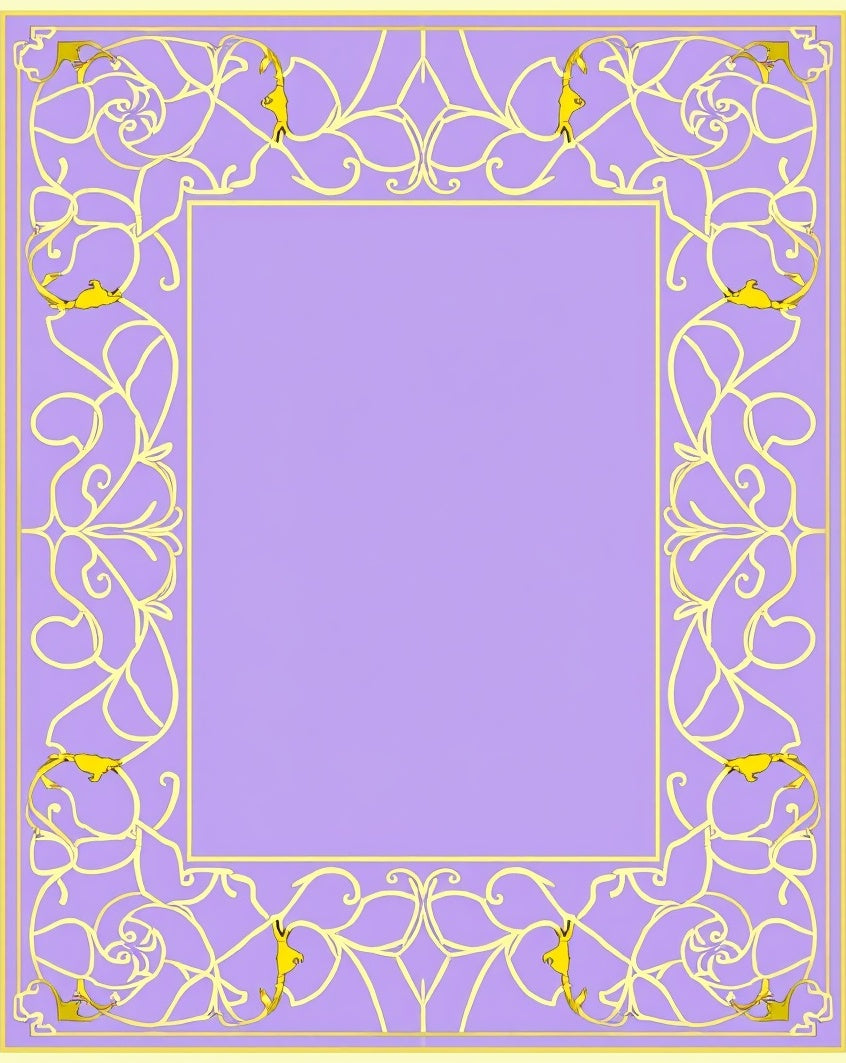 Whimsical Gold Vine Pattern Rug