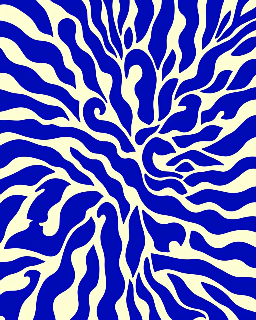 Abstract Organic Blue Pattern Rug