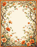 Vibrant Orange Floral Vine Pattern Rug